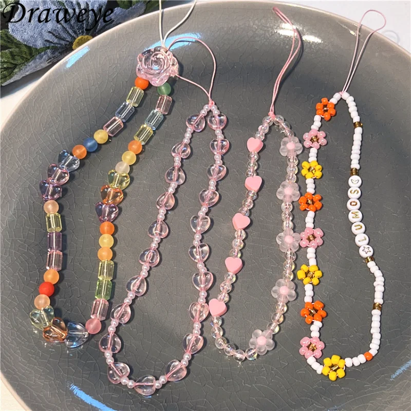 Draweye Clay Phone Charm Strap Flower Heart Crystal Summer Sweet Korean Fashion Jewelry Acrylic Kawaii Cute Phone Chain
Draweye Clay Phone Charm Strap Flower Heart Crystal Summer Sweet Korean Fashion Jewelry Acrylic Kawaii Cute Phone Chain