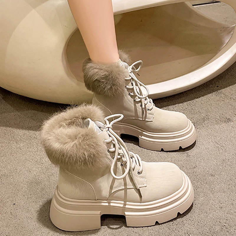 Women Winter Fur Flats Chelsea Boots Platform Warm Luxury Cotton Shoes Women Short Plush 2024 Casual Walking New Designer Boots 
Women Winter Fur Flats Chelsea Boots Platform Warm Luxury Cotton Shoes Women Short Plush 2024 Casual Walking New Designer Boots