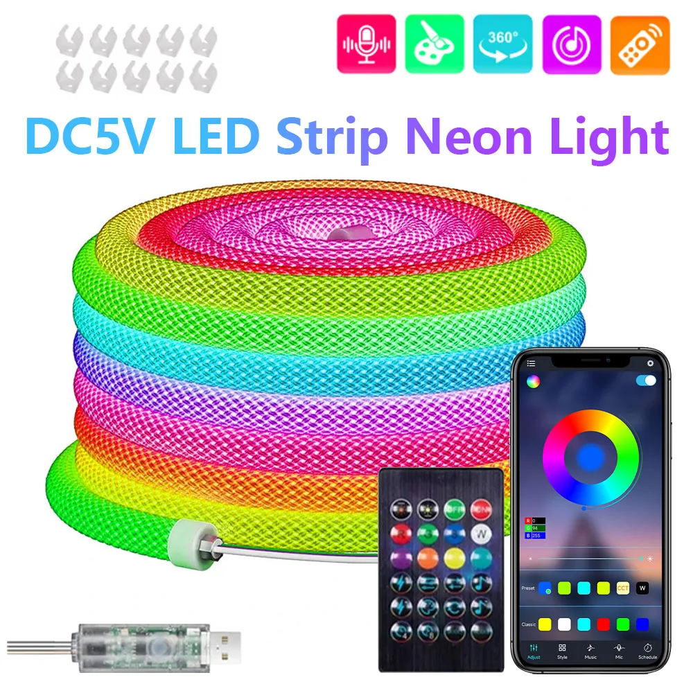 RGB светодиодная лента 360° Bluetooth 24 клавиши
RGB светодиодная лента 360° Bluetooth 24 клавиши