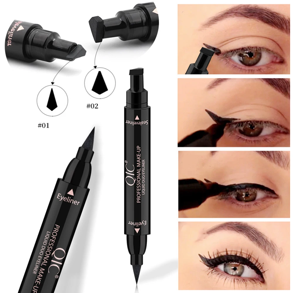 

2 In1 Winged Stamp Liquid Eyeliner Pencil Eyes Makeup Waterproof Fast Dry Lasting Cosmetics Black Stamps Seal Eyeliner Pen TSLM1