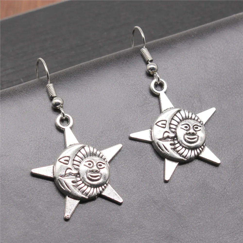 Women Vintage Drop Earrings Fashion Handmade Simple Design 2 Colors Moon And Star And Sun Pendant Earrings
Women Vintage Drop Earrings Fashion Handmade Simple Design 2 Colors Moon And Star And Sun Pendant Earrings