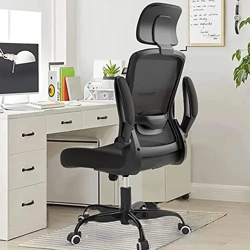

Офисное кресло, кресло для дома и офиса с регулируемым подголовником и поддержкой поясницы. Компьютерное кресло Сетчатое с высокой спинкой с утолщенным Fol