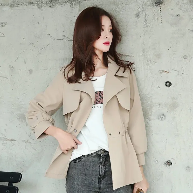Women's Trench Coat 2022 Spring Autumn Jackets New Waist Slim Short Skirt Hem Nine Point Lantern Sleeve Windbreaker Female Tops
Women's Trench Coat 2022 Spring Autumn Jackets New Waist Slim Short Skirt Hem Nine Point Lantern Sleeve Windbreaker Female Tops