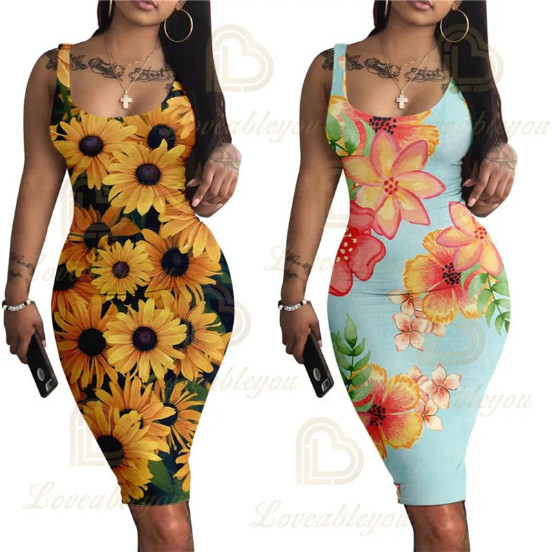 Vestidos Mujer Verano 2021 Plump Women's Floral Print Sunflower Sleeveless Dress Slim Vest Sexy Party Robe Longue Pencil Dresses
Vestidos Mujer Verano 2021 Plump Women's Floral Print Sunflower Sleeveless Dress Slim Vest Sexy Party Robe Longue Pencil Dresses