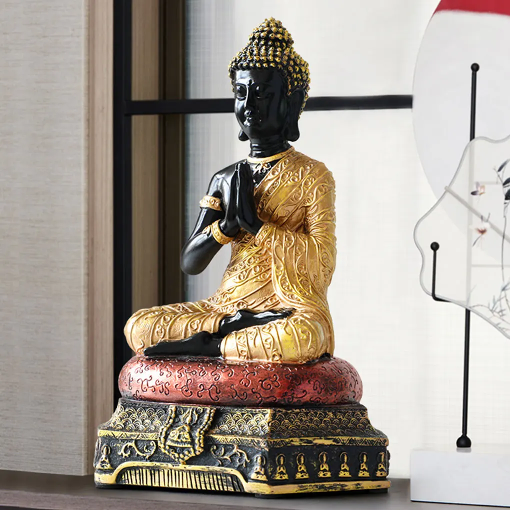 

Buddha Statues Resin Meditation Sculpt Sitting Home Statue Ornaments Miniatures Ornament Home Gift Vintage Golden