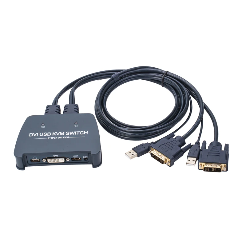 

VCOM 2 Port Built-in USB DVI Cable 4K@30Hz DVI KVM Switch DVI-D 18+1 to 24+5 for 2 PC