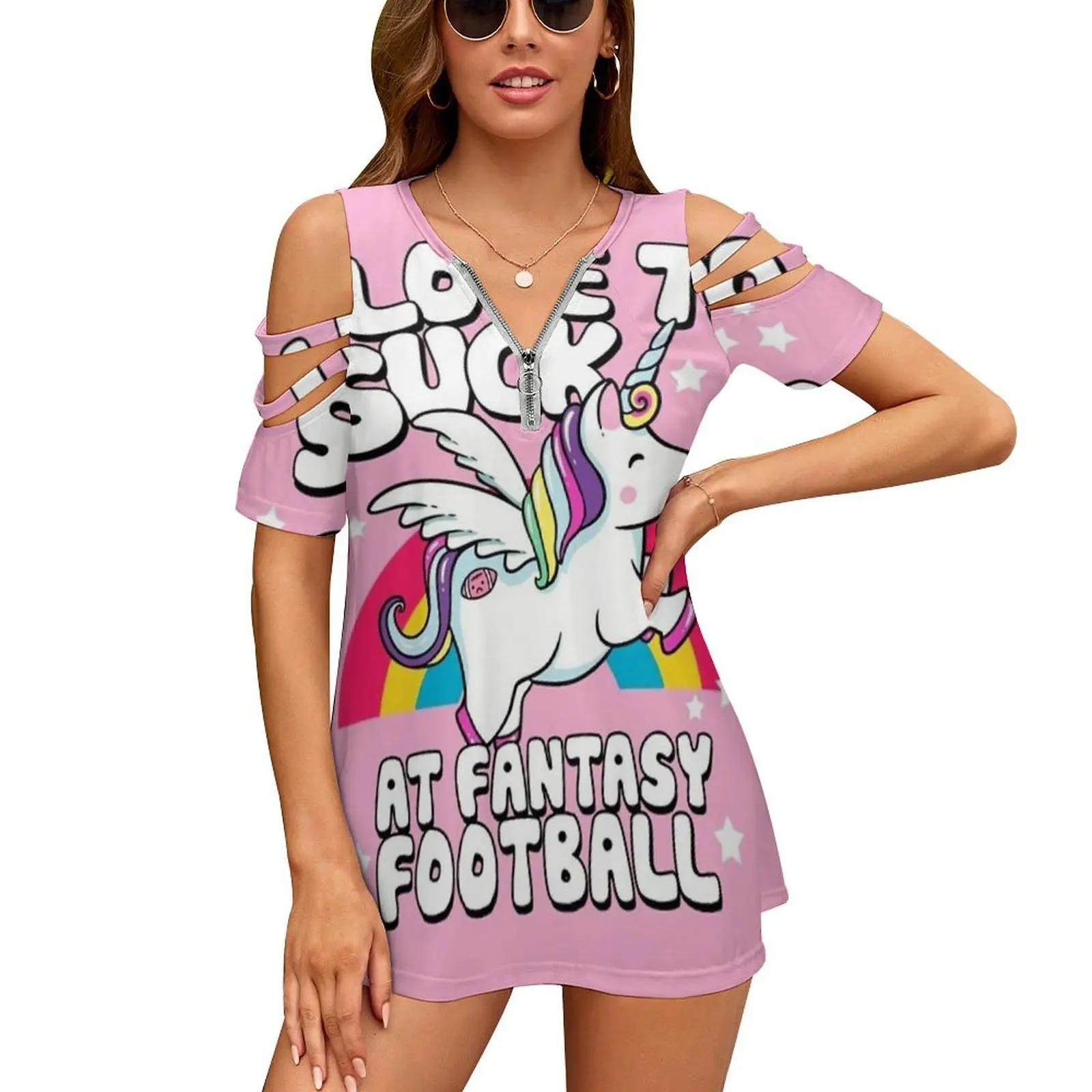 I Suck At Fantasy Football Loser Unicorn Women'S T-Shirt New Fashion Printed Zipper V-Neck Short Sleeve T Shirts Casual Plus 
I Suck At Fantasy Football Loser Unicorn Women'S T-Shirt New Fashion Printed Zipper V-Neck Short Sleeve T Shirts Casual Plus