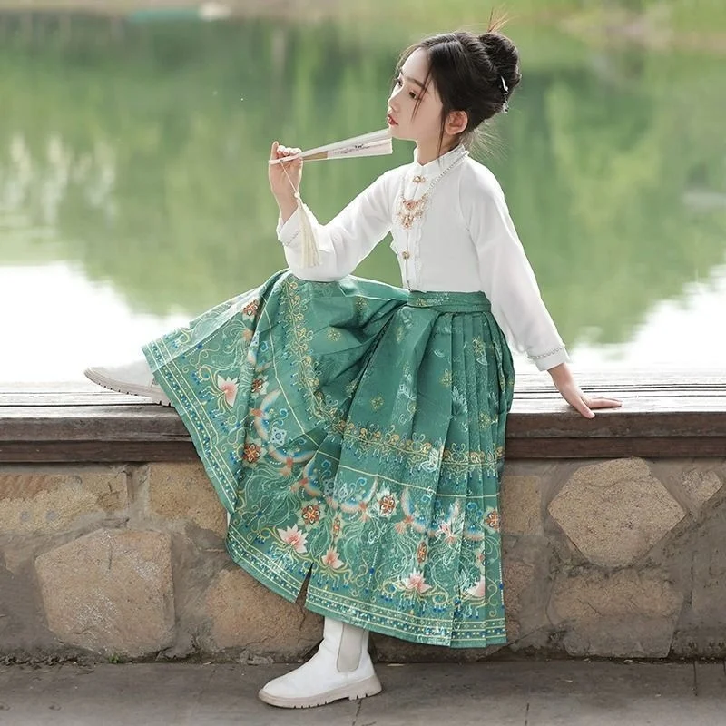 Original Child's Hanfu Skirt Chinese Style Costume Mamianqun Ming Dynasty Weaving Gold Horse Face Kid's Gift Skirt Chinese Dress
Original Child's Hanfu Skirt Chinese Style Costume Mamianqun Ming Dynasty Weaving Gold Horse Face Kid's Gift Skirt Chinese Dress