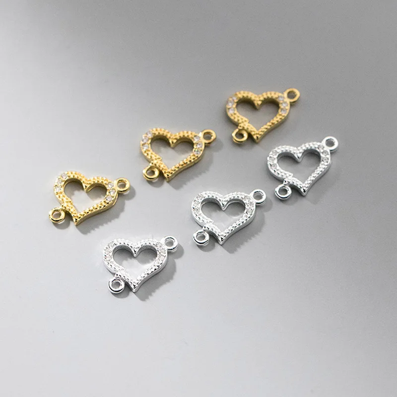 1pc/lot 925 Sterling Silver Double Loops Jewelry Connector Charms AAA Zircon Shiny Heart Pendants DIY Fine Jewelry Findings
1pc/lot 925 Sterling Silver Double Loops Jewelry Connector Charms AAA Zircon Shiny Heart Pendants DIY Fine Jewelry Findings