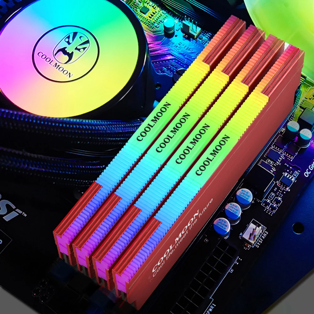 

COOLMOON RAM Heatsink Radiator High Compatibility 5V 3PIN ARGB Heat Sink Cooler RGB Memory Cooling Vest for DDR3 DDR4 Desktop PC
