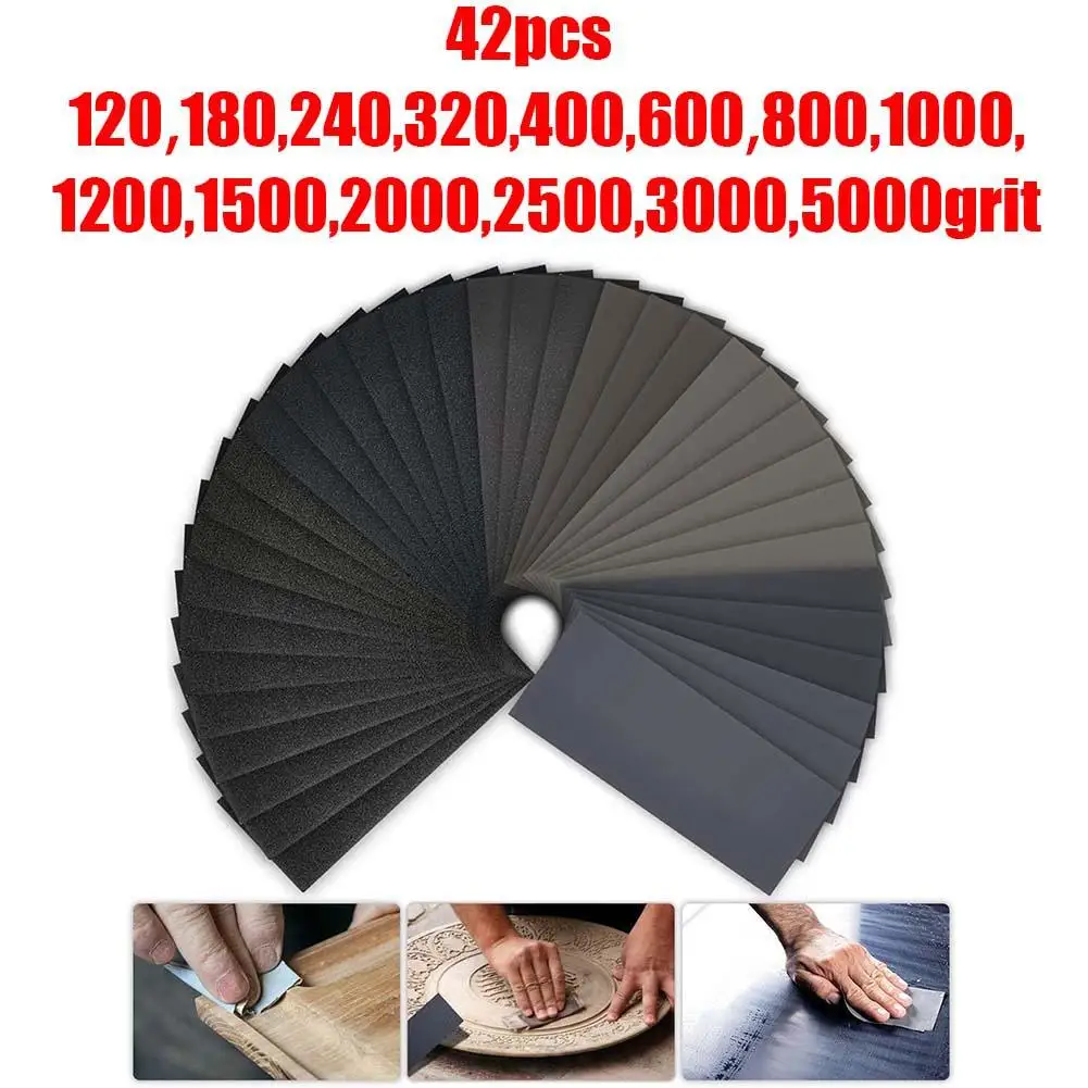 42PCS Wet Dry Sandpapers 120-3000 Grit Sanding Paper Sheets For Polishing Assorted Sandpaper Hook And Loop Sanding
42PCS Wet Dry Sandpapers 120-3000 Grit Sanding Paper Sheets For Polishing Assorted Sandpaper Hook And Loop Sanding