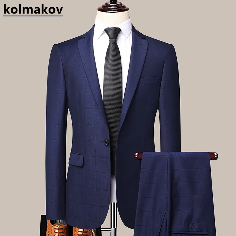 2022 Spring and Autumn New Men's Business Casual Single Breasted Blue Two-Piece Suit Men's Classic High Quality Checked Suit
2022 Spring and Autumn New Men's Business Casual Single Breasted Blue Two-Piece Suit Men's Classic High Quality Checked Suit