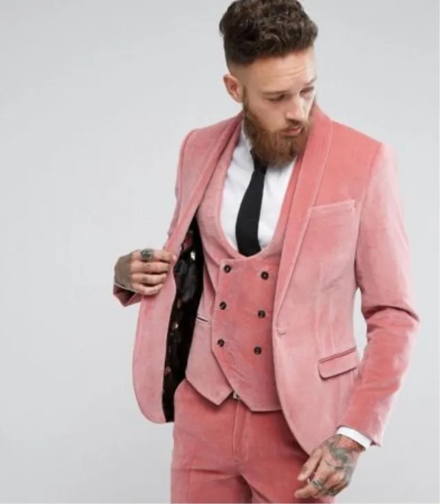 Custom Pink Velvet Mens Suits 3 Pcs Fashion Winter Groom Wedding Dress Slim Fit Men's Tuxedo Suit Jacket + Vest + Pants
Custom Pink Velvet Mens Suits 3 Pcs Fashion Winter Groom Wedding Dress Slim Fit Men's Tuxedo Suit Jacket + Vest + Pants