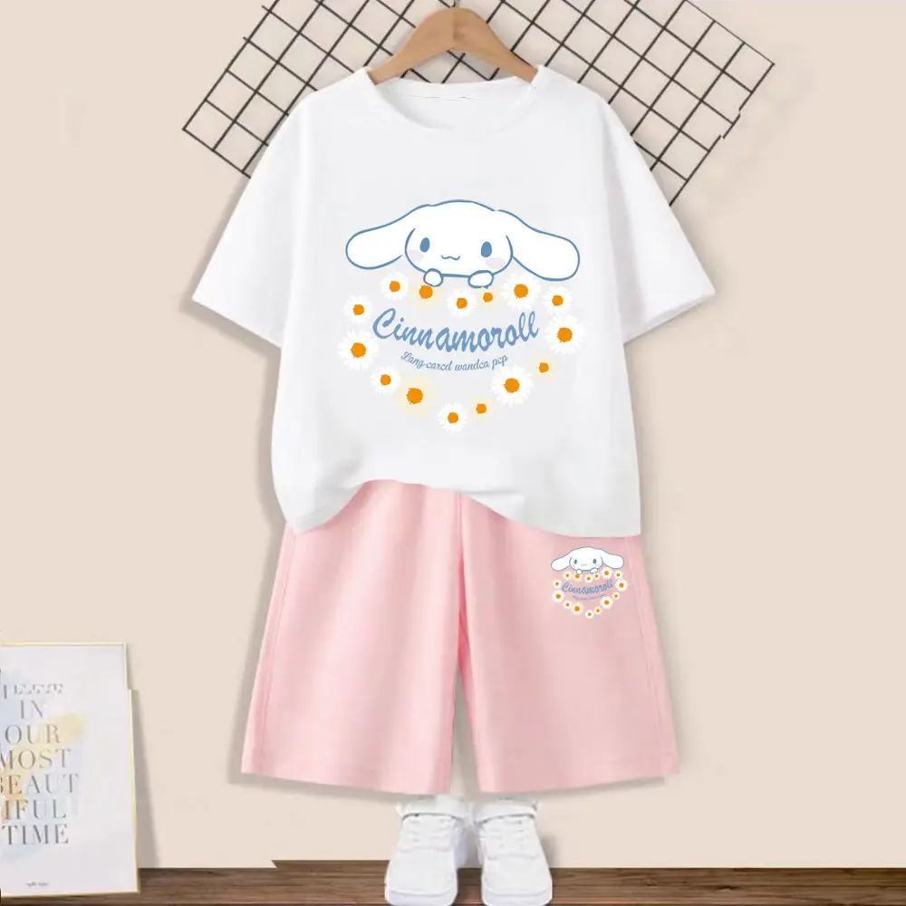 Summer Kawaii Cinnamoroll Anime Children Clothing Girls Set Thin Cute Cartoon T Shirt Short Sleeve Shorts Casual Two Piece Set
Summer Kawaii Cinnamoroll Anime Children Clothing Girls Set Thin Cute Cartoon T Shirt Short Sleeve Shorts Casual Two Piece Set
