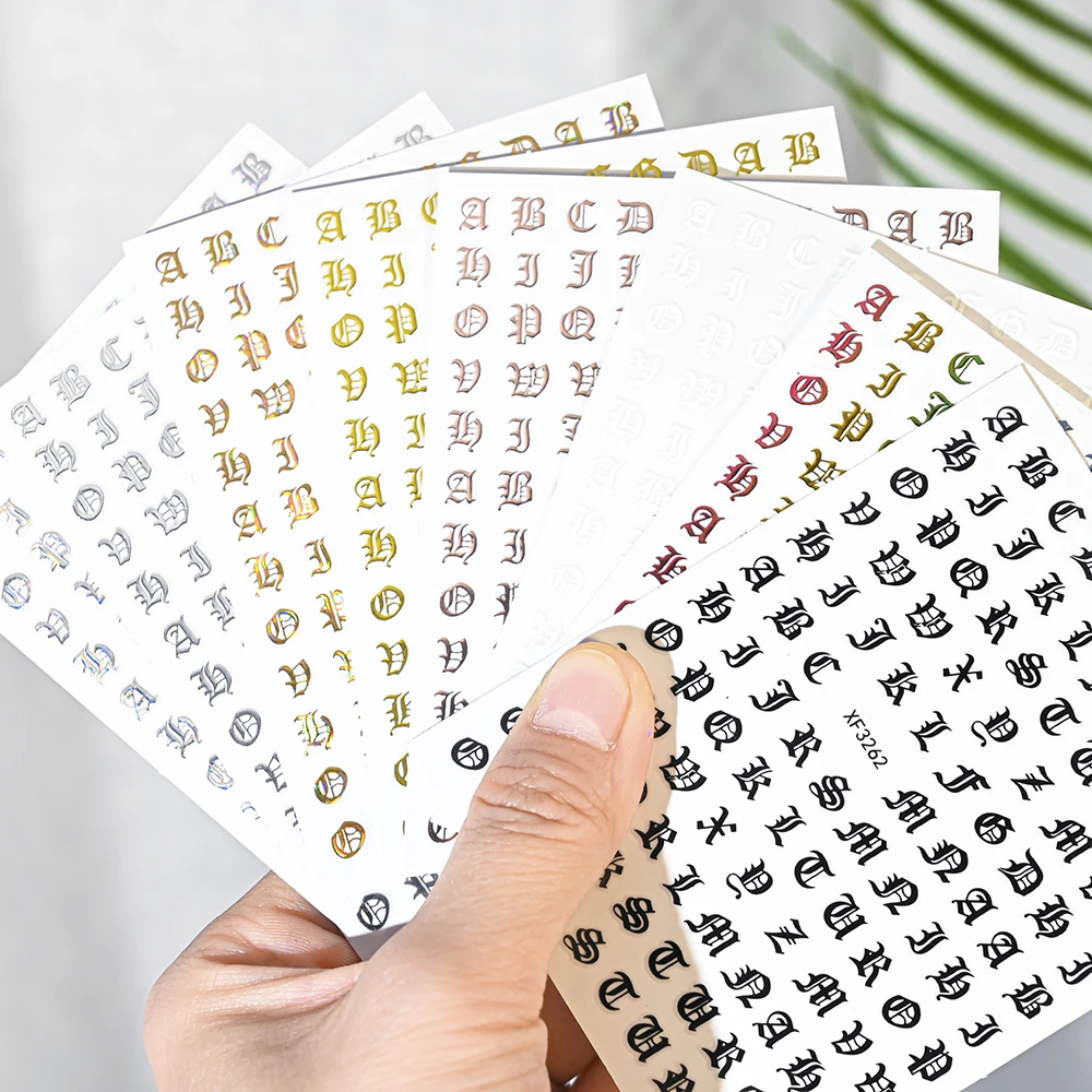 1pcs Retro Alphabet Letter Design 3d Nail Art Sticker 26-English Alphabet Number Decal Adhesive Slider Manicure Accessories
1pcs Retro Alphabet Letter Design 3d Nail Art Sticker 26-English Alphabet Number Decal Adhesive Slider Manicure Accessories