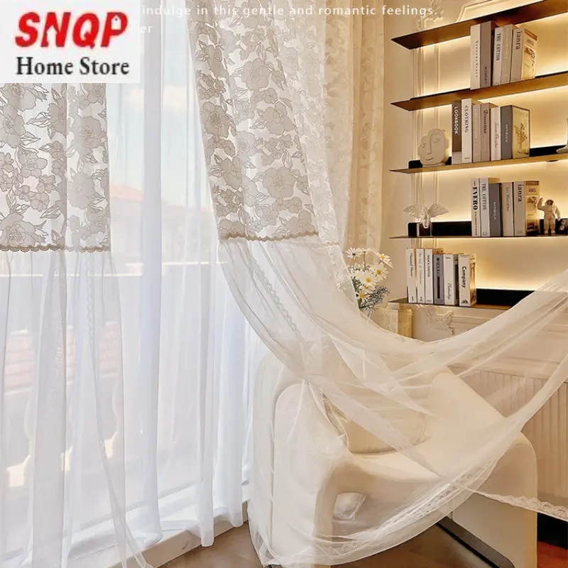 

European Embroidered White Tulle Luxury Curtains Is for Living Room Bedroom Lace Blackout Sheer Yarm Gauze Screen Window kitchen