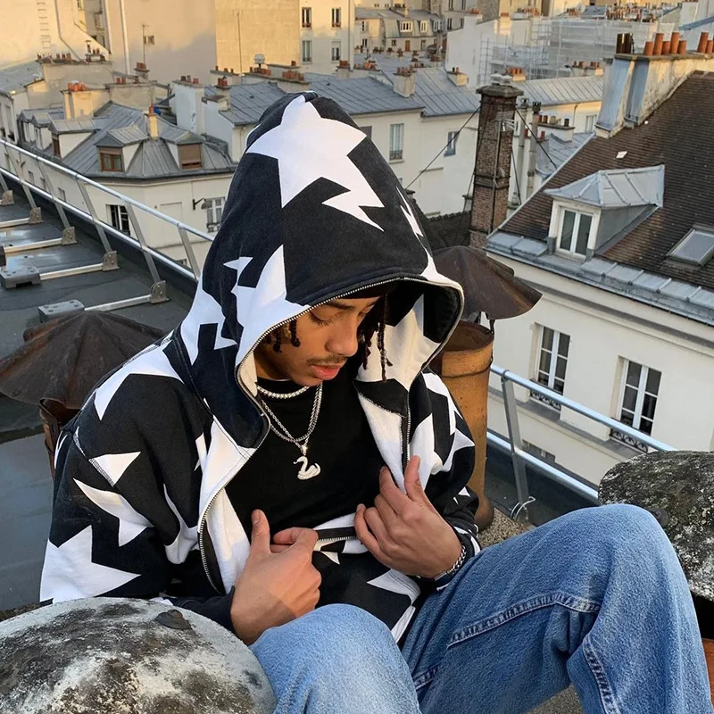 Hip Hop Star Print Hoodies Men Fashion Zip Up Long Sleeve Sweatshirt Harajuku Fairy Grunge Hooded Jacket Coat Streetwear
Hip Hop Star Print Hoodies Men Fashion Zip Up Long Sleeve Sweatshirt Harajuku Fairy Grunge Hooded Jacket Coat Streetwear