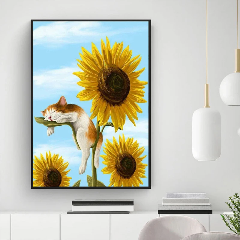 5d DIY Full Diamond Painting Cat and Sunflower Diamond Embroidery Handmade Gift Bedroom Living Room Wall Animal Art Home Decor 
5d DIY Full Diamond Painting Cat and Sunflower Diamond Embroidery Handmade Gift Bedroom Living Room Wall Animal Art Home Decor