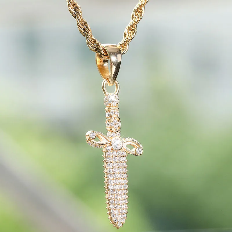 Hip Hop S925 Silver Dagger Pendant Zircon Pendant Sterling Silver Knife Pendant with Slim Necklace
Hip Hop S925 Silver Dagger Pendant Zircon Pendant Sterling Silver Knife Pendant with Slim Necklace