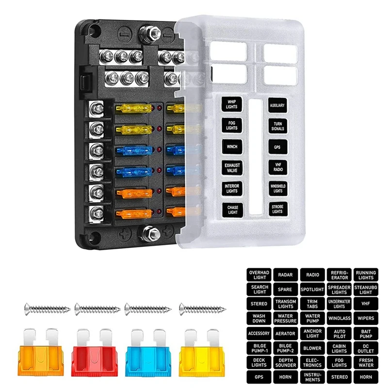 Waterproof 12V Fuse Block With LED Indicator Fuse Accessories For 12V/24V Automotive Golf Cart Truck Car Boat
Waterproof 12V Fuse Block With LED Indicator Fuse Accessories For 12V/24V Automotive Golf Cart Truck Car Boat