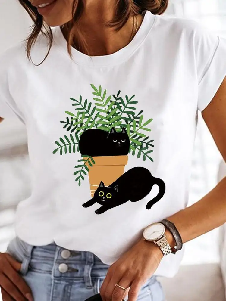Summer T Clothing Cat Plant Lovely Trend T-shirts Short Sleeve Clothes Fashion Casual Ladies Women Print Female Graphic Tee
Summer T Clothing Cat Plant Lovely Trend T-shirts Short Sleeve Clothes Fashion Casual Ladies Women Print Female Graphic Tee