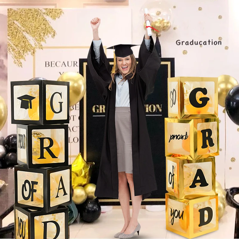 Graduation Party Decorations 4 Pack Gold Black Balloon Box GRAD Proud of You Class Of 2022 High School College Graduation Party
Graduation Party Decorations 4 Pack Gold Black Balloon Box GRAD Proud of You Class Of 2022 High School College Graduation Party