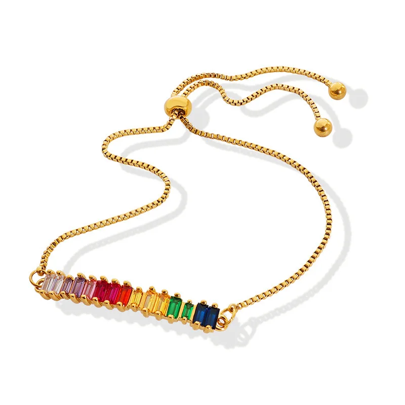 Dainty Colorful Cubic Zirconia Stone Tennis Bracelets for Women, Gold Color Stainless Steel Adjustable Chain Gift Jewelry
Dainty Colorful Cubic Zirconia Stone Tennis Bracelets for Women, Gold Color Stainless Steel Adjustable Chain Gift Jewelry