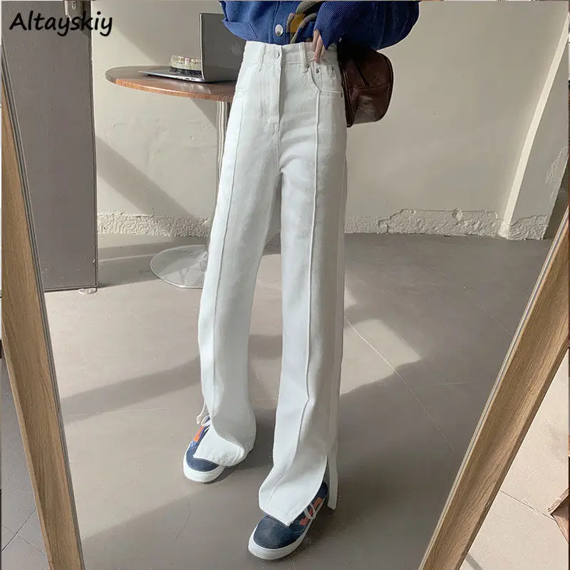 Jeans Women Spring High Waist Side Split White Solid Denim Straight Zipper Pocket Button-design Plus Size Casual Fashion Ulzzang
Jeans Women Spring High Waist Side Split White Solid Denim Straight Zipper Pocket Button-design Plus Size Casual Fashion Ulzzang