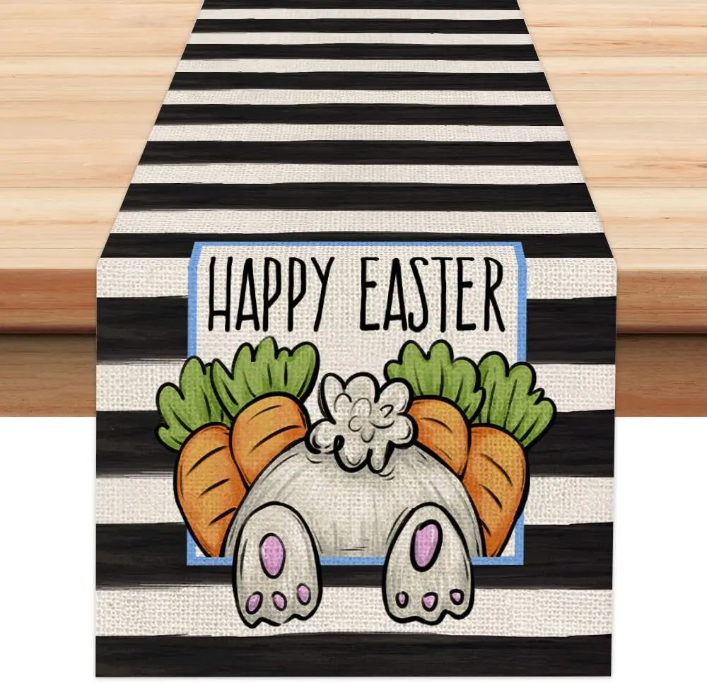 Bunny Rabbit Leaves Flowers Easter Table Runner Holiday Spring Kitchen Dining Table Decoration for Home Party Decor
Bunny Rabbit Leaves Flowers Easter Table Runner Holiday Spring Kitchen Dining Table Decoration for Home Party Decor