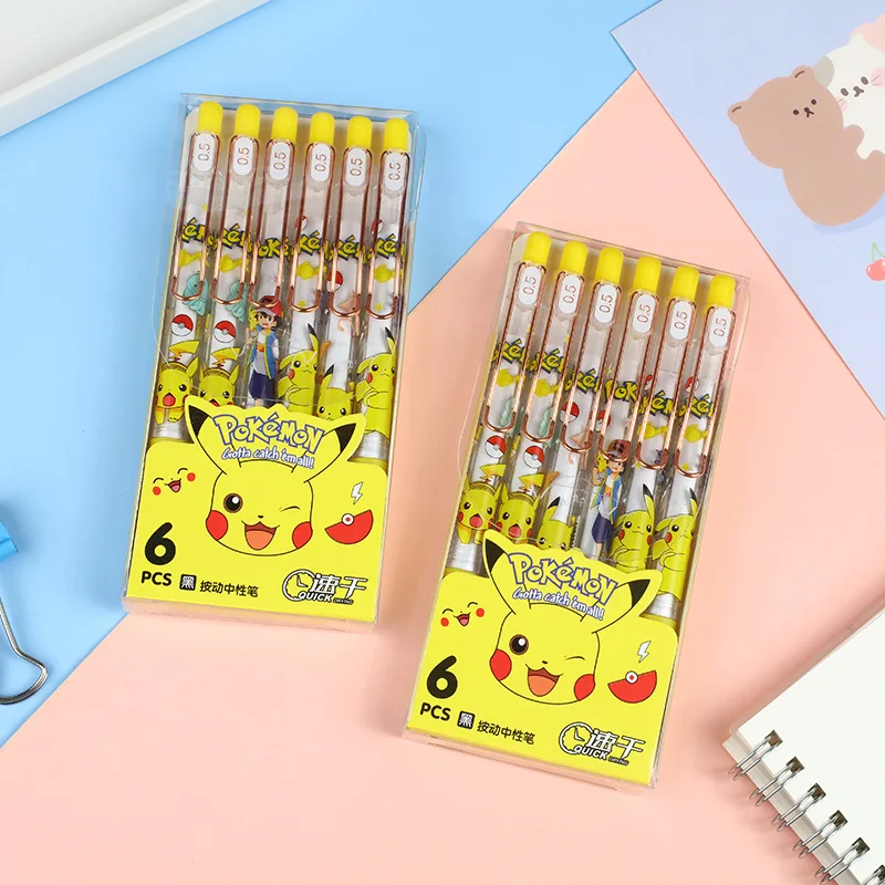 6pcs Pokemon Pikachu Cartoon 0.5mm Black Neutral Pen for Students Office Workers To Study Office Stationery Child Reward Gift
6pcs Pokemon Pikachu Cartoon 0.5mm Black Neutral Pen for Students Office Workers To Study Office Stationery Child Reward Gift