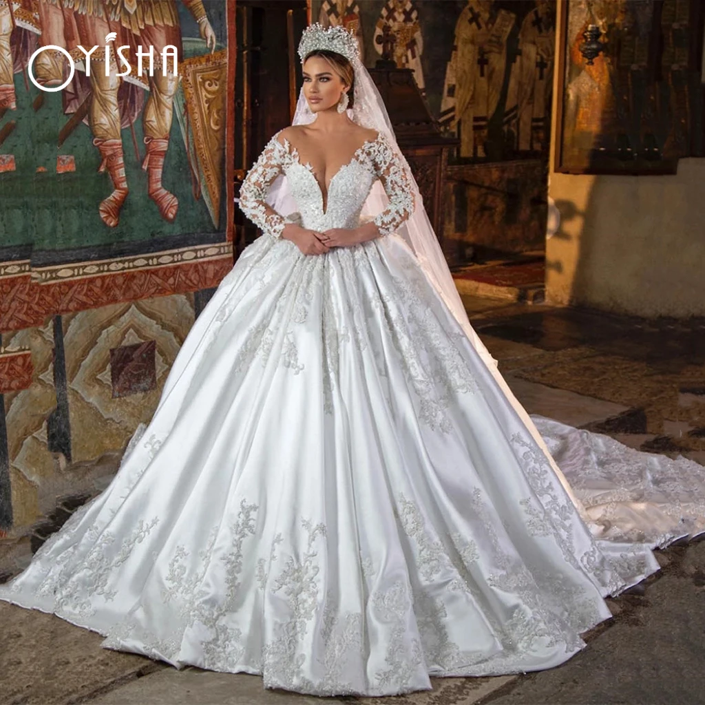 OYISHA 2023 Gorgeous Wedding Dresses Ball Gowns Lace Applique Pearls Long Sleeves Sheer Neck Bridal Dresse Vestido De Novia Robe
OYISHA 2023 Gorgeous Wedding Dresses Ball Gowns Lace Applique Pearls Long Sleeves Sheer Neck Bridal Dresse Vestido De Novia Robe