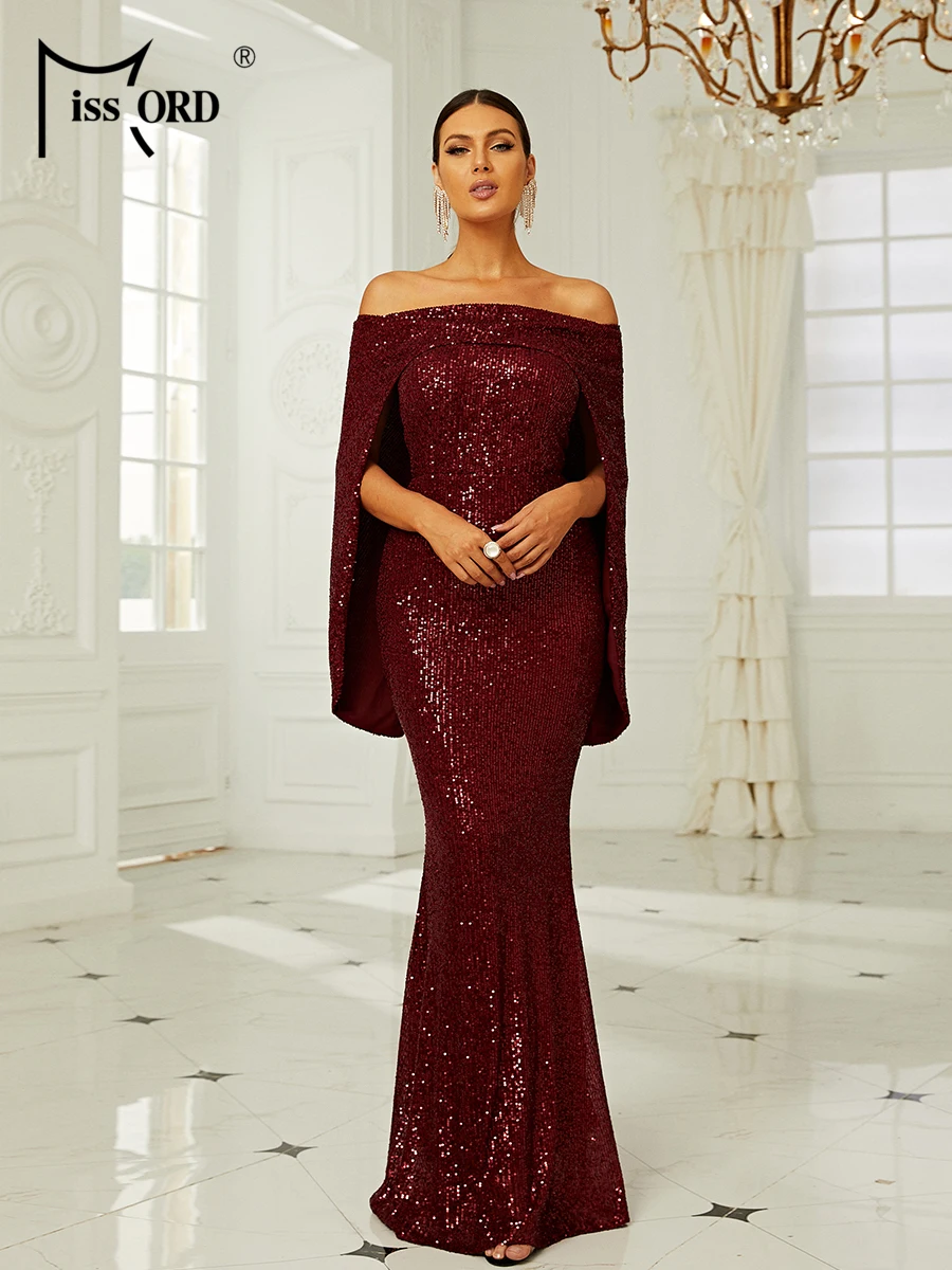 Missord Wine Sequin Elegant Prom Dress Women Off Shoulder Cloak Sleeve Mermaid Dresses For Wedding Party Ladies Evening Gown
Missord Wine Sequin Elegant Prom Dress Women Off Shoulder Cloak Sleeve Mermaid Dresses For Wedding Party Ladies Evening Gown