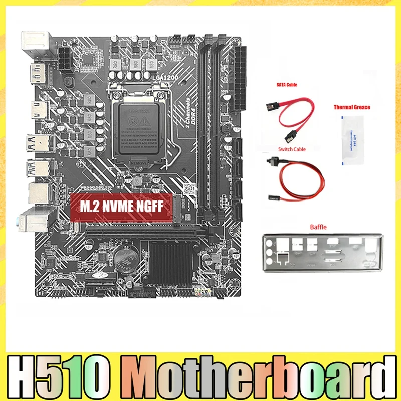 H510 Motherboard+SATA Cable+Thermal Grease LGA1200 DDR4 Gigabit LAN PCIE 16X For G5900 G6400 I3 I5 I7 10/11Th Series CPU
H510 Motherboard+SATA Cable+Thermal Grease LGA1200 DDR4 Gigabit LAN PCIE 16X For G5900 G6400 I3 I5 I7 10/11Th Series CPU