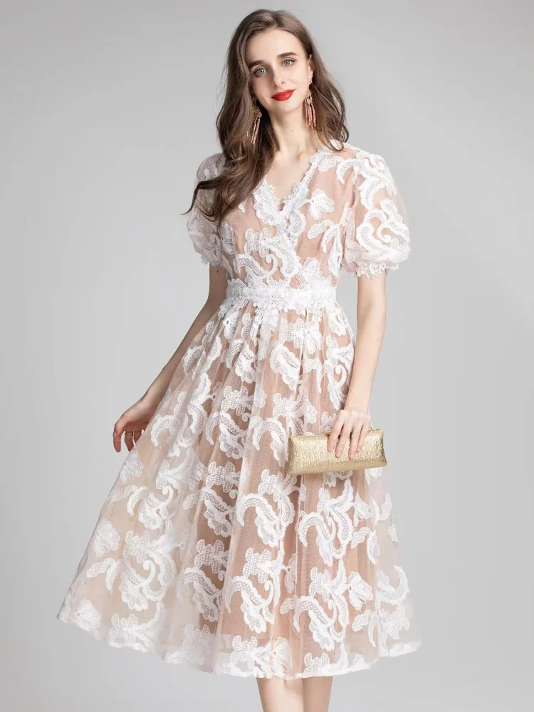 Designer Summer New Fashion High Quality Women's High Street Vintage Chic Sexy Elegant Stylish Party Casual Lace Mesh Midi Dress
Designer Summer New Fashion High Quality Women's High Street Vintage Chic Sexy Elegant Stylish Party Casual Lace Mesh Midi Dress