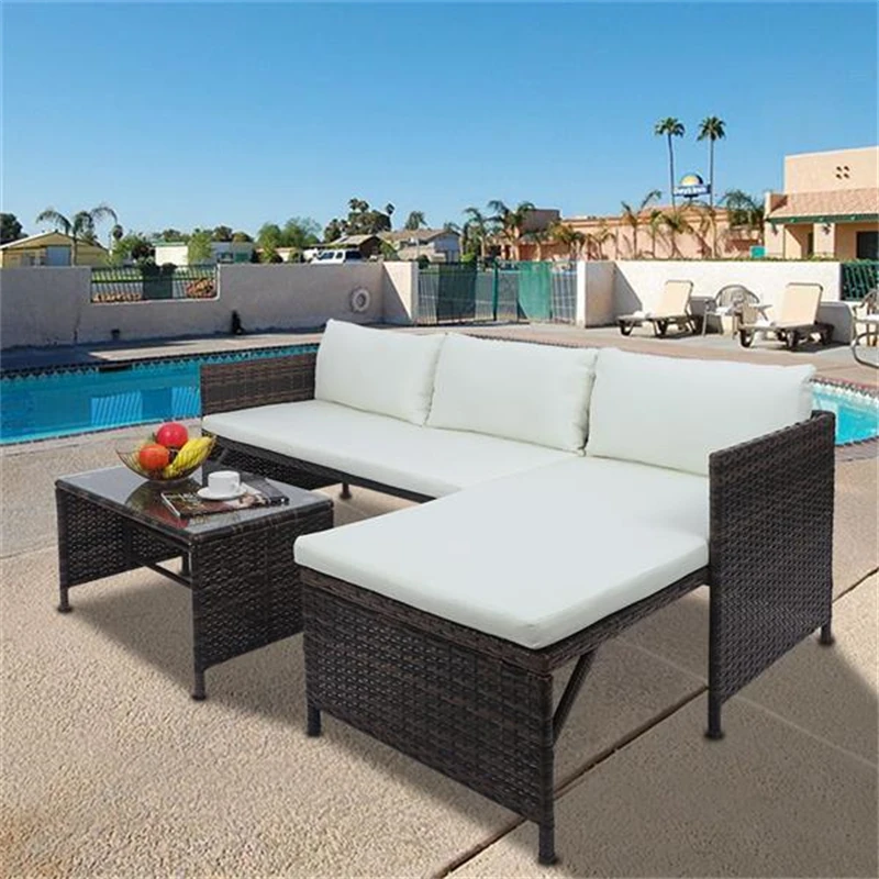 3 Pieces Patio Furniture Sets Outdoor All-Weather Sectional Patio Sofa PE Rattan Manual Weaving Wicker Conversation Glass Table
3 Pieces Patio Furniture Sets Outdoor All-Weather Sectional Patio Sofa PE Rattan Manual Weaving Wicker Conversation Glass Table