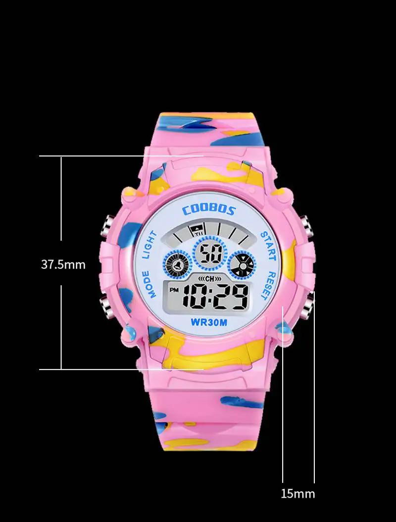 Camouflage Military Kids Sport Watches Waterproof Electronic Wristwatch Stop Watch Clock Children Digital for Boys Girls | Наручные часы