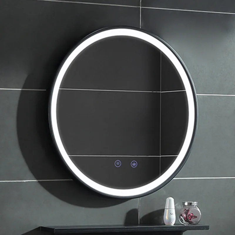 Smart Touch LED Light Bathroom Mirror Anti-fog Wall Hanging Makeup Black Frame Wrought Iron Edge Round
Smart Touch LED Light Bathroom Mirror Anti-fog Wall Hanging Makeup Black Frame Wrought Iron Edge Round