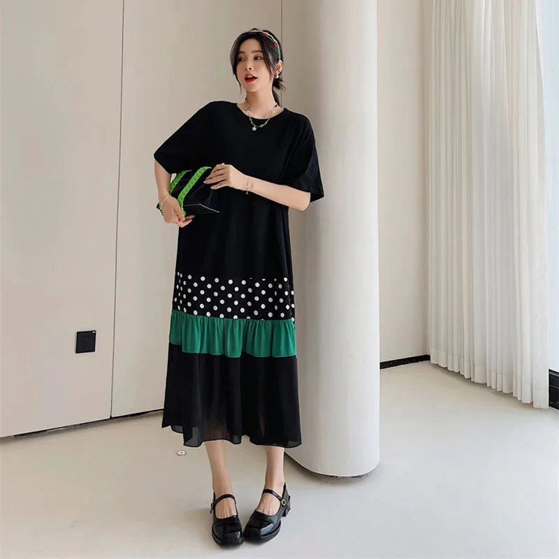 Ladies 2023 Summer Korean Loose Woman Dress Robe Femme Fashion Cotton Patchwork Mesh Short Sleeve Maxi Long Dresses For Women
Ladies 2023 Summer Korean Loose Woman Dress Robe Femme Fashion Cotton Patchwork Mesh Short Sleeve Maxi Long Dresses For Women