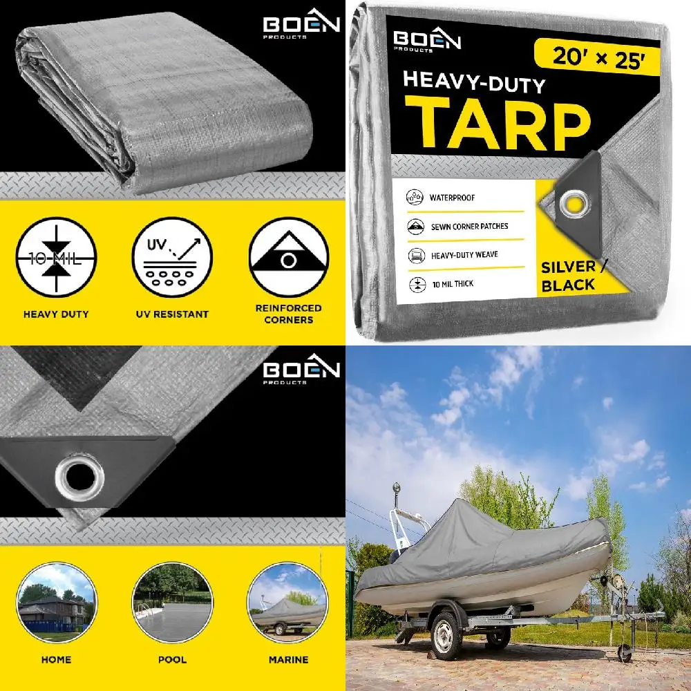 . Luxurious Heavy-Duty and Durable 25 Silver/Black Waterproof Tarp 14x14 Weave for Ultimate Outdoors Protection from Inclemency.
. Luxurious Heavy-Duty and Durable 25 Silver/Black Waterproof Tarp 14x14 Weave for Ultimate Outdoors Protection from Inclemency.