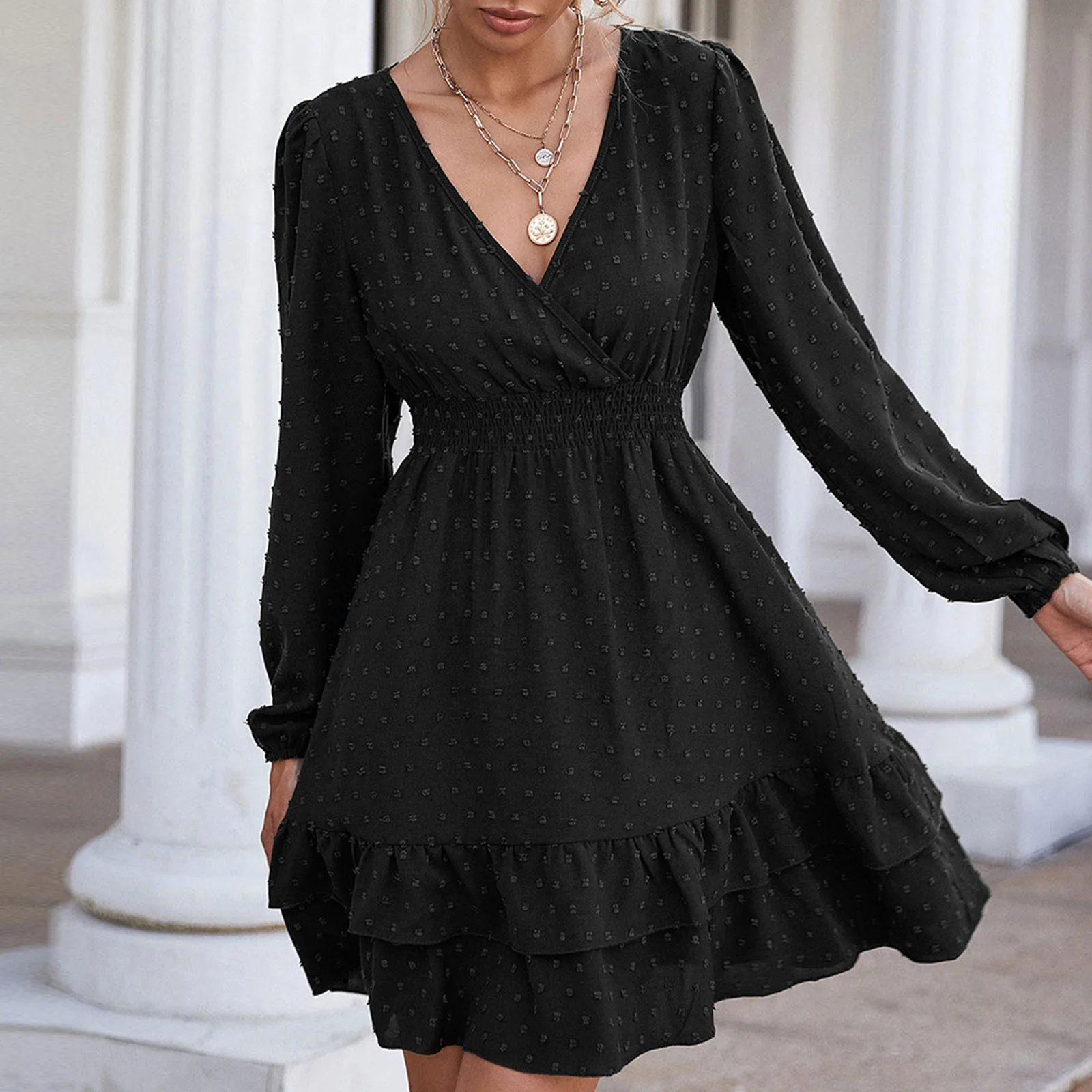 Women's Sexy Dress High Waist Long Sleeve Ruffle Slim A-line Skirt Pullover Casual Dresses Vestidos Elegantes Para Mujer
Women's Sexy Dress High Waist Long Sleeve Ruffle Slim A-line Skirt Pullover Casual Dresses Vestidos Elegantes Para Mujer