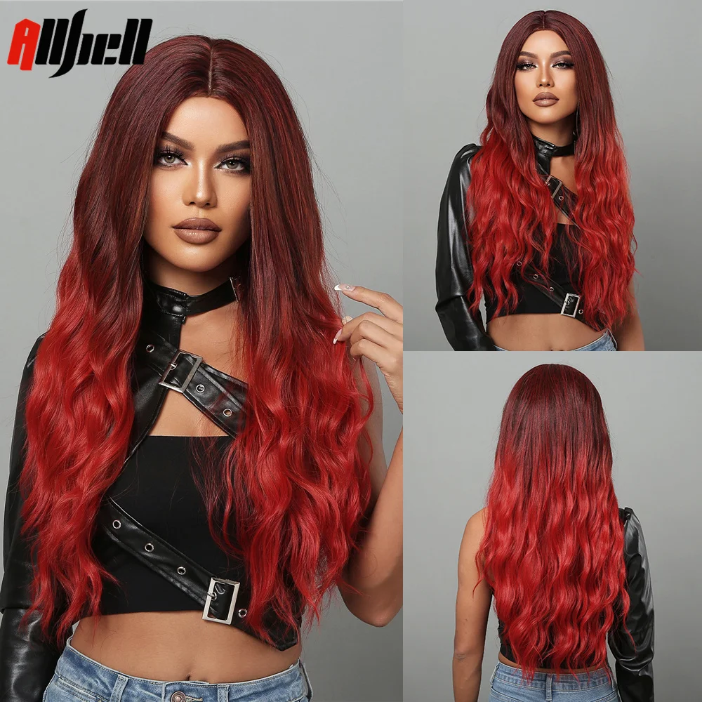 Red Ombre Long Wavy Synthetic Hair Wigs Middle Part for Black Women Afro Natural Wave Wigs Halloween Cosplay Costume Fake Hair 
Red Ombre Long Wavy Synthetic Hair Wigs Middle Part for Black Women Afro Natural Wave Wigs Halloween Cosplay Costume Fake Hair