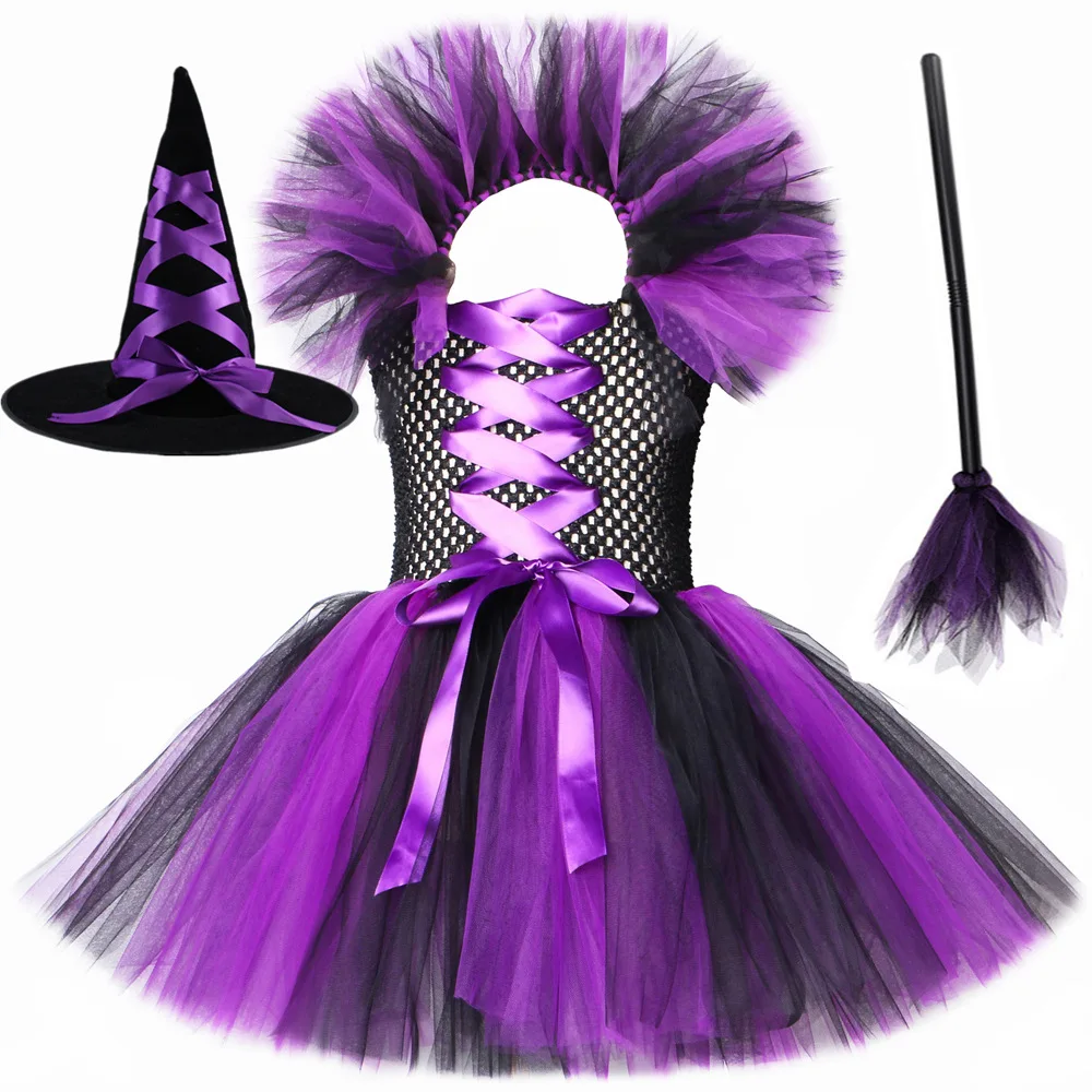 Witch Tutu Dress For Girls Halloween Costumes For Kids Girl Fancy Dresses Knee Length The Witches Child Clothes With Hat Broom
Witch Tutu Dress For Girls Halloween Costumes For Kids Girl Fancy Dresses Knee Length The Witches Child Clothes With Hat Broom