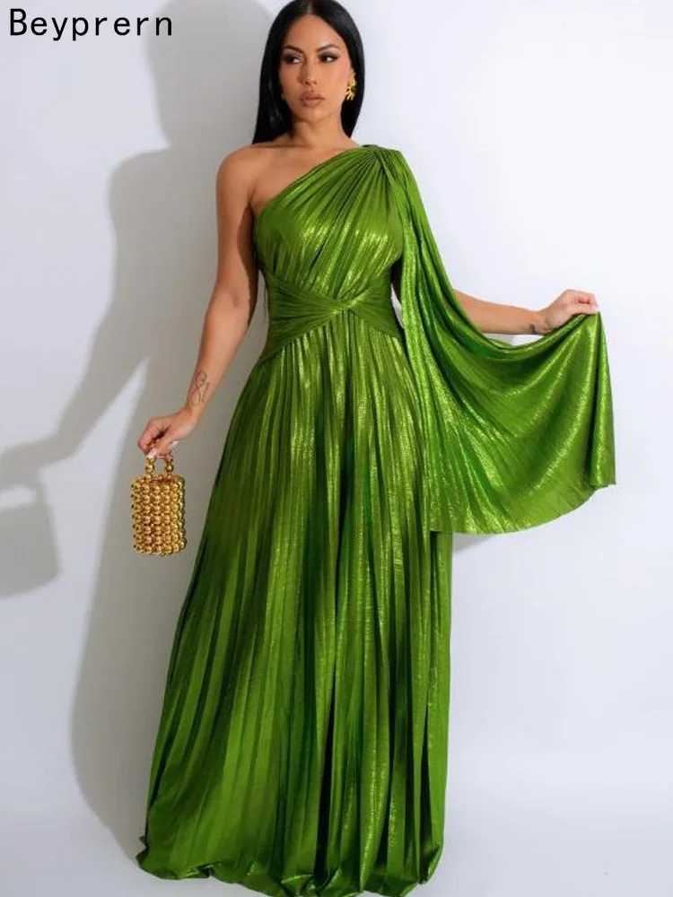 Beyprern Elegant Single Shoulder Pleated Shiny Metallic Party Dress Made For Me Metallic Maxi Dress Celebrities Outfits Clubwear
Beyprern Elegant Single Shoulder Pleated Shiny Metallic Party Dress Made For Me Metallic Maxi Dress Celebrities Outfits Clubwear