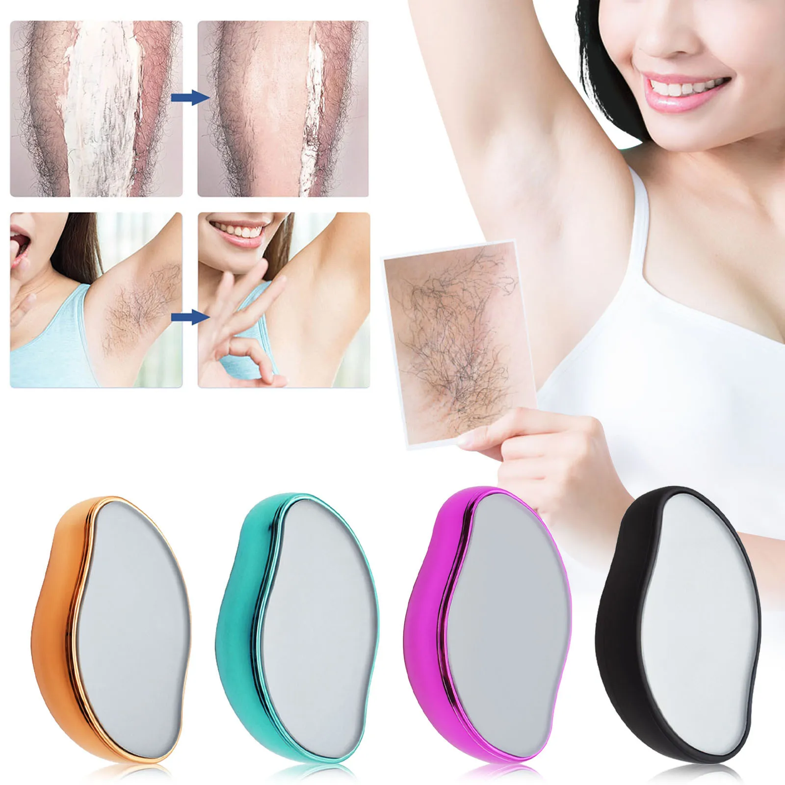 

Painless Hot Crystal Physical Hair Removal Epilator Reusable Eraser Glass Hair Remover Easy Cleaning Body Care Depilation Tool