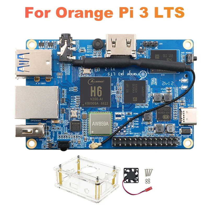 

For Orange Pi 3 LTS Development Board+Case+Fan H6 2G DDR3 8G EMMC Open Source Board For Android 9.0 Ubuntu Debian OS