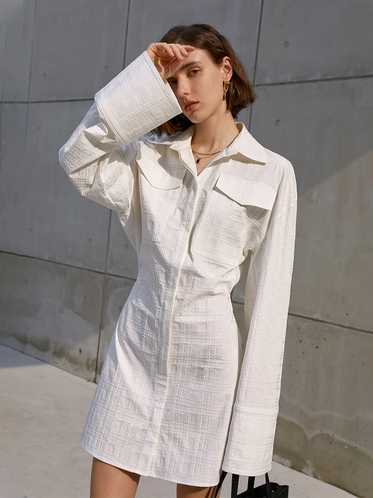 Superen Original Design Flared Sleeve Slim Dress Spring and Autumn New White Waist Long Sleeve Shirt Dress
Superen Original Design Flared Sleeve Slim Dress Spring and Autumn New White Waist Long Sleeve Shirt Dress