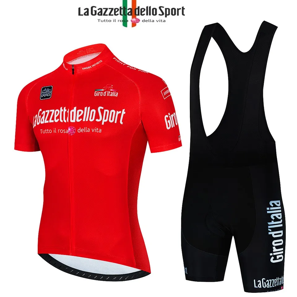 

2022 LA GAZZETTA DELLO SPORT Cycling Jersey Set Summer Men's Bicycle Team Short Sleeve Jerseys Set Breathable MTB Pro Spot goods