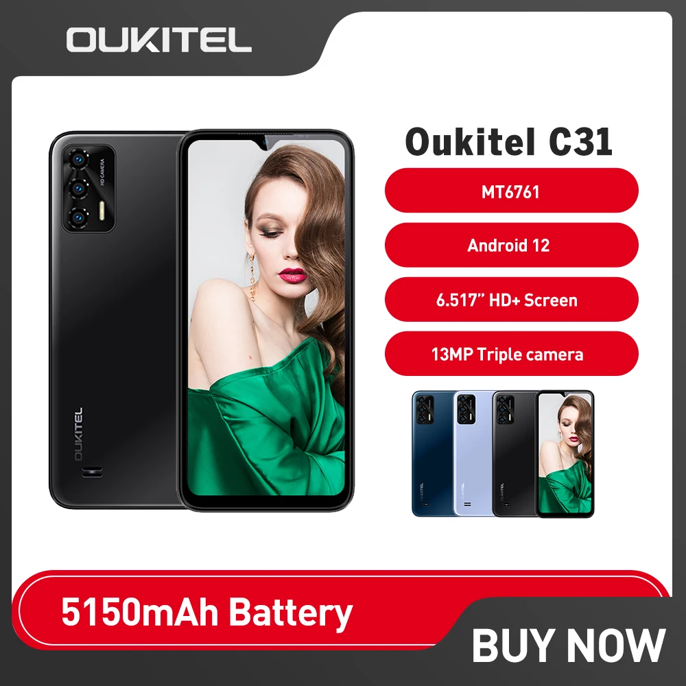 OUKITEL C31 Smartphone Android 12 Cellphone 13MP Triple Rear Camera 6.517'' HD+ Mobile Phone 3GB+16GB 6.517'' HD+ Mobile Phone
OUKITEL C31 Smartphone Android 12 Cellphone 13MP Triple Rear Camera 6.517'' HD+ Mobile Phone 3GB+16GB 6.517'' HD+ Mobile Phone