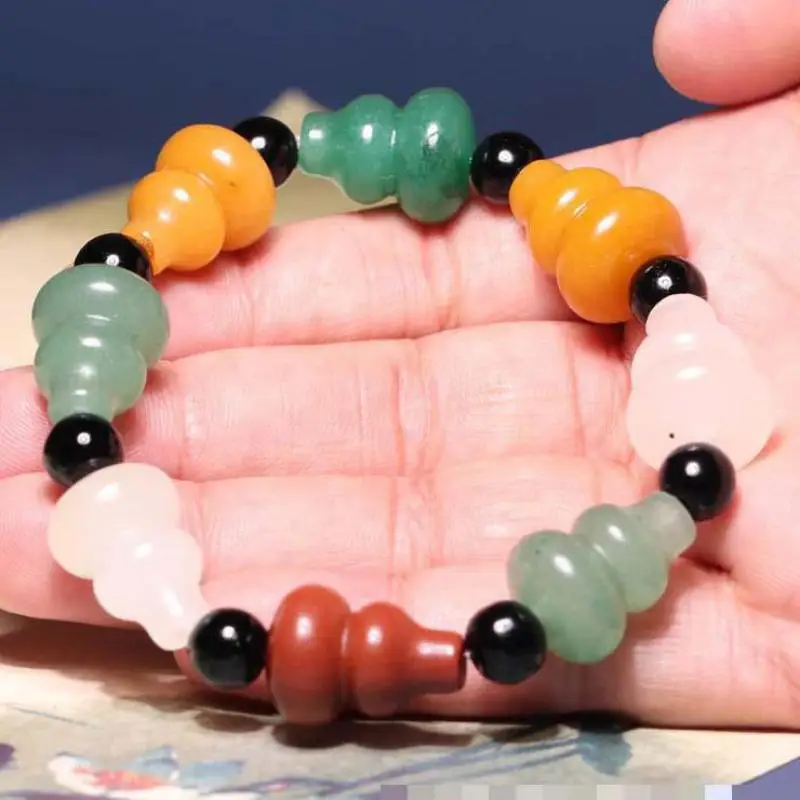 Natural Colorful Jades Gourd Bracelet Pulsera Fengshui Men Women Lucky Amulet Golden Silk Jades Stone Elastic Beaded Bracelets
Natural Colorful Jades Gourd Bracelet Pulsera Fengshui Men Women Lucky Amulet Golden Silk Jades Stone Elastic Beaded Bracelets