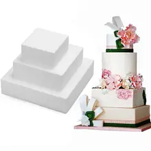4/6/8 inch Square Foam Cake Lightweight DIY Cake Practice Model Mould Polystyrene Styrofoam for Wedding Party Kitchen Accessory